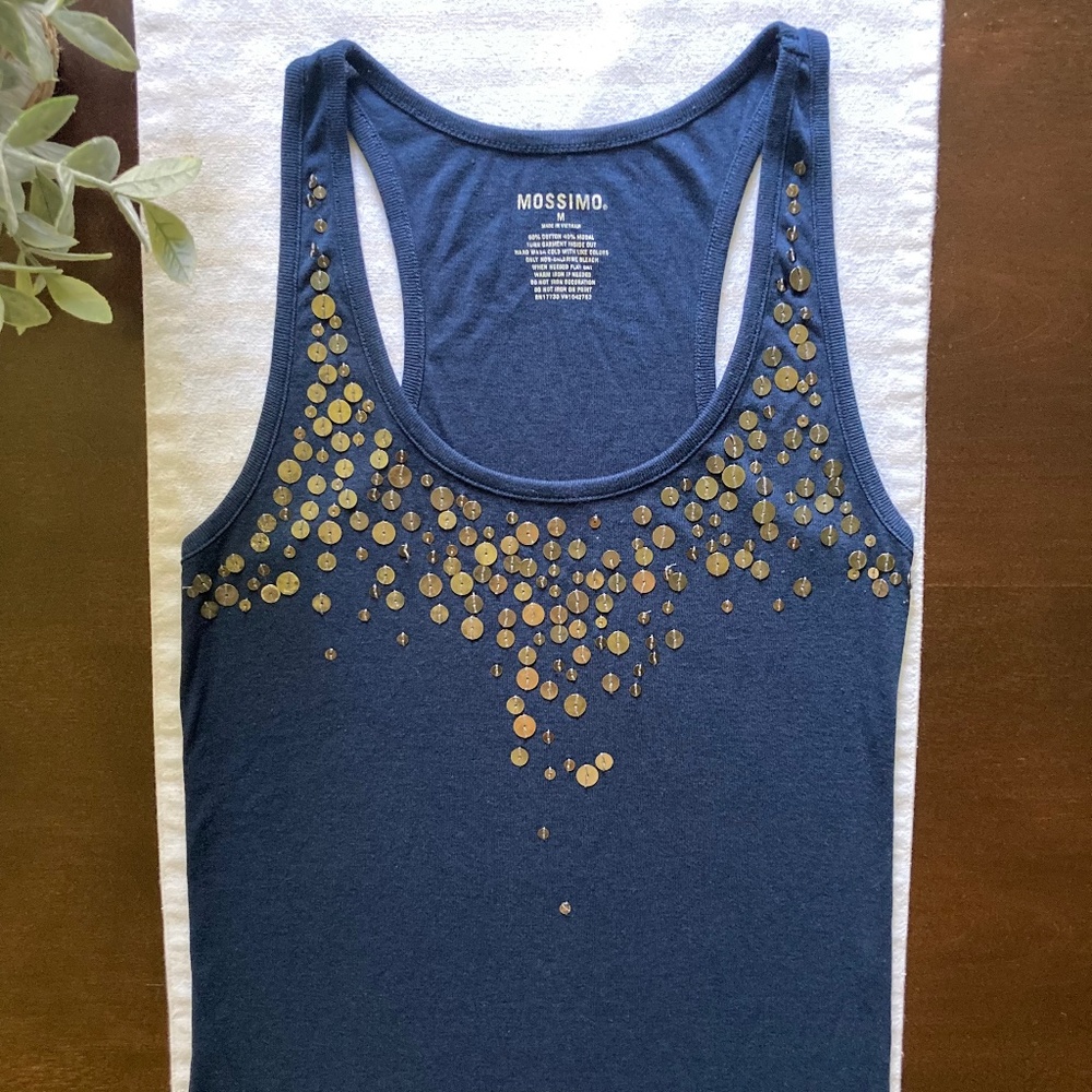 Mossimo Navy blue Sequins Tank Top women's Sz M